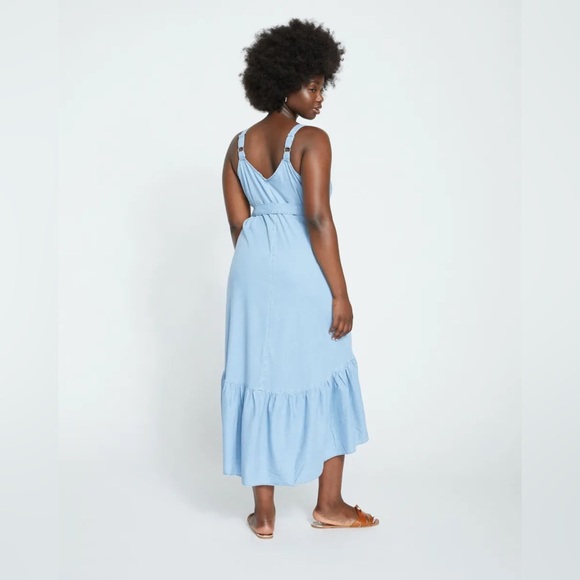 ✨ NWT Universal Standard Tencel Chambray Flutter Hem Dress - Morning Blue - Picture 3 of 17